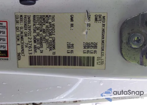 2012 Nissan Altima 3.5 Sr from USA, damaged, VIN 1N4BL2EP7CC237613